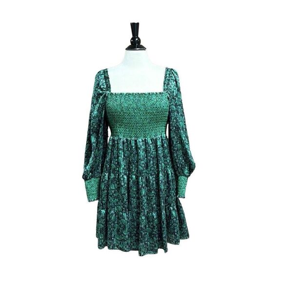 Alice + Olivia Green Rowen Tiered Bohemian Dress Size Large NEW - Picture 1 of 11